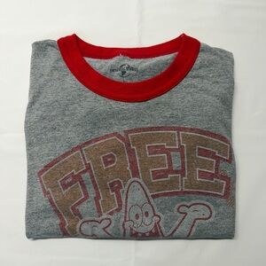 Vintage Nickelodeon Grey Heather Short Sleeve Tee with Red Crewneck